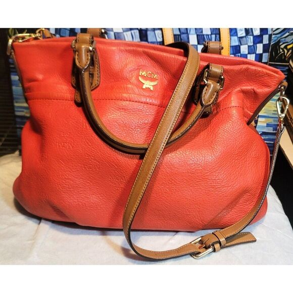 MCM - Large Crossbody/Shoulder Bag Saffiano Leather Orange - Picture 1 of 14